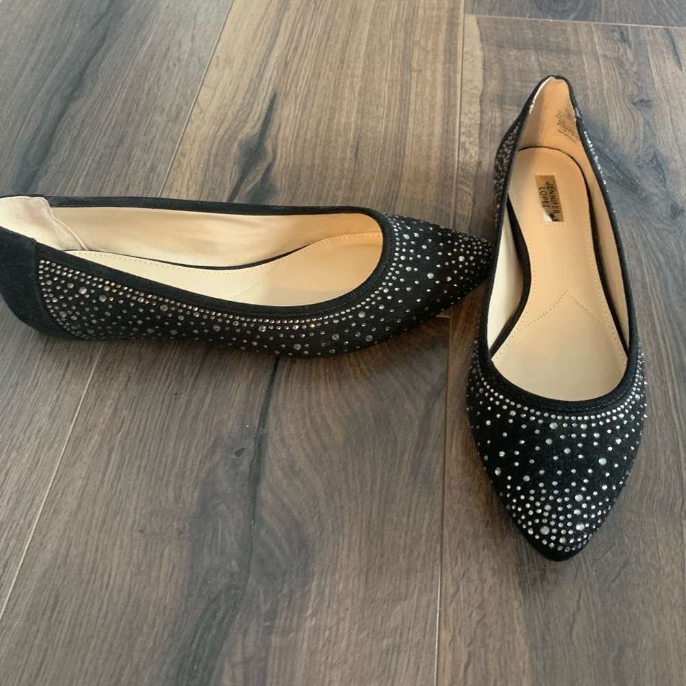 Black - Jennifer Lopez jeweled flats- Size 9
